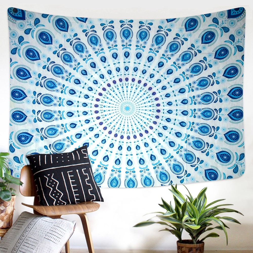Turquoise Mandala Tapestry Wall Hanging Blanket